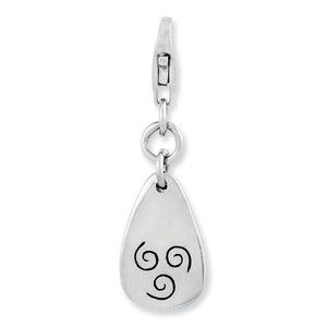 925 Sterling Silver Polished Air Symbol Bracelet Charm with Fancy Lobster Clasp